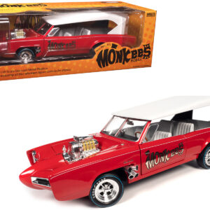 Monkeemobile Red with White Top and Interior "The Monkees" with Four Monkees Figure Cutouts "Silver Screen Machines" Series 1/18 Diecast Model Car by Auto World