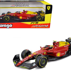 Ferrari F1-75 #55 Carlos Sainz "Giallo Modena" Formula One F1 Italian GP (2022) "Formula Racing" Series 1/18 Diecast Model Car by Bburago