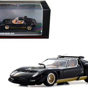 Lamborghini Miura SVR Black with Gold Accents and Wheels 1/43 Diecast Model Car by Kyosho