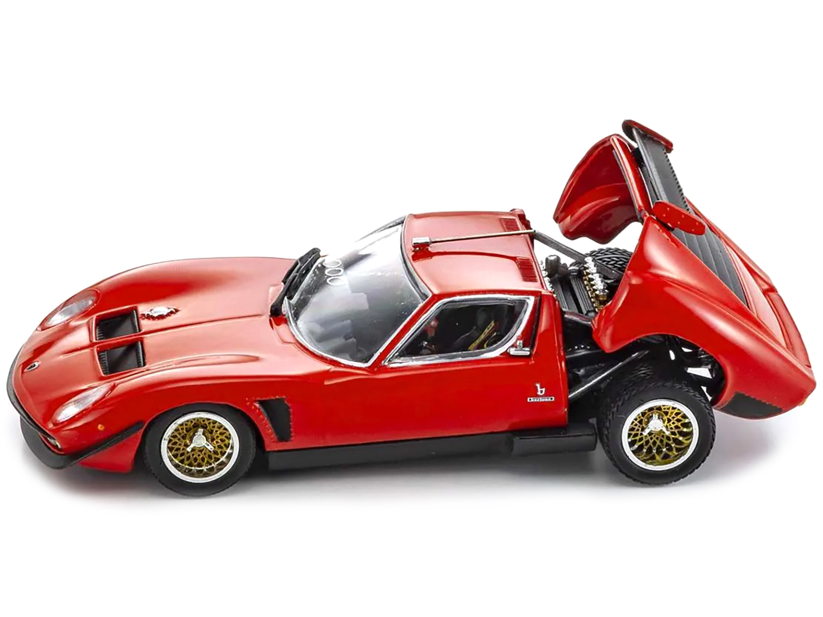 Lamborghini Miura SVR Red with Black Accents and Gold Wheels 1/43 Diecast Model Car by Kyosho - Image 3