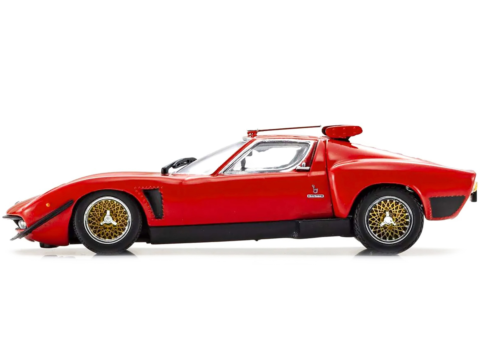 Lamborghini Miura SVR Red with Black Accents and Gold Wheels 1/43 Diecast Model Car by Kyosho - Image 4