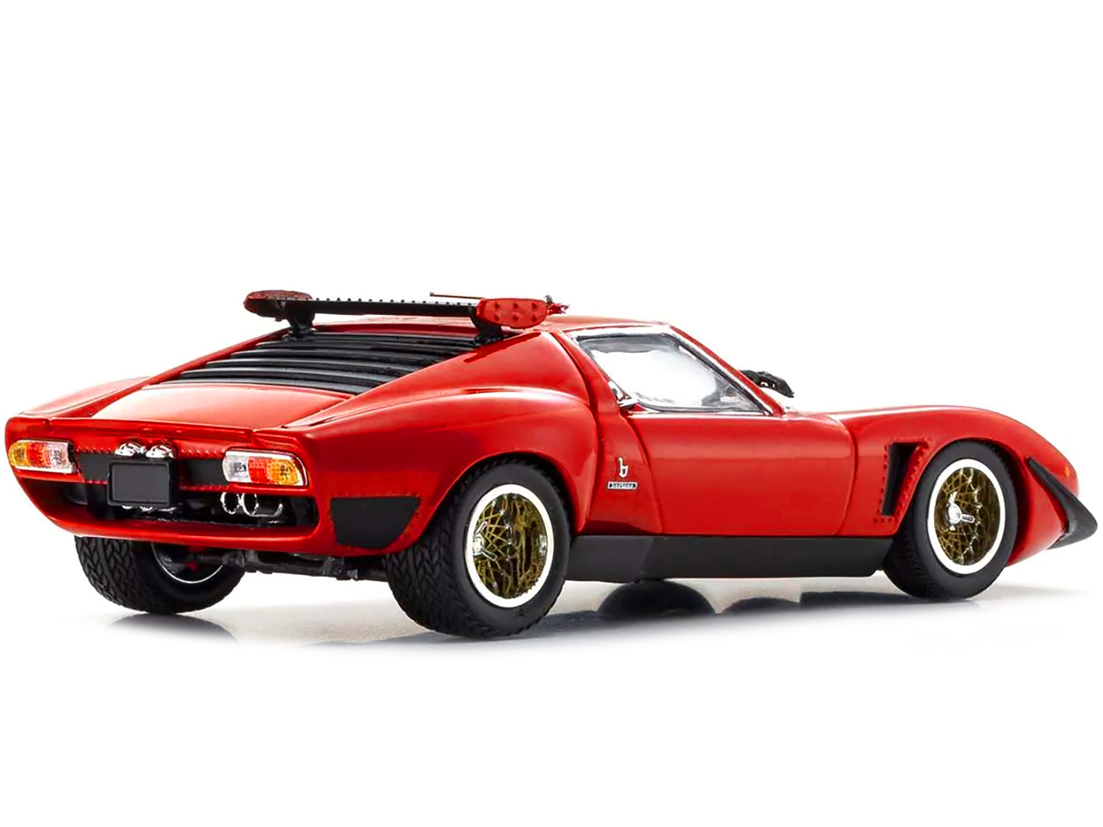 Lamborghini Miura SVR Red with Black Accents and Gold Wheels 1/43 Diecast Model Car by Kyosho - Image 5