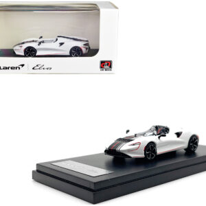 McLaren Elva Convertible White with Carbon and Red Stripes 1/64 Diecast Model Car by LCD Models