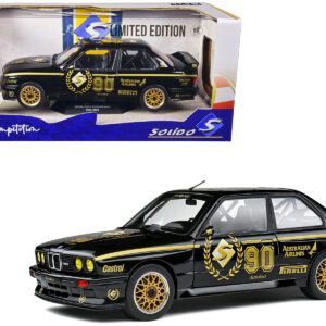 1990 BMW E30 M3 Black "Solido 90th Anniversary" Livery Limited Edition "Competition" Series 1/18 Diecast Model Car by Solido