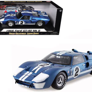 1966 Ford GT40 GT 40 Mark II #2 Blue 12 Hours of Sebring 1/18 Diecast Car Model by Shelby Collectibles