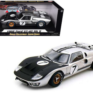 1966 Ford GT-40 MK II #7 Silver 1/18 Diecast Model Car by Shelby Collectibles