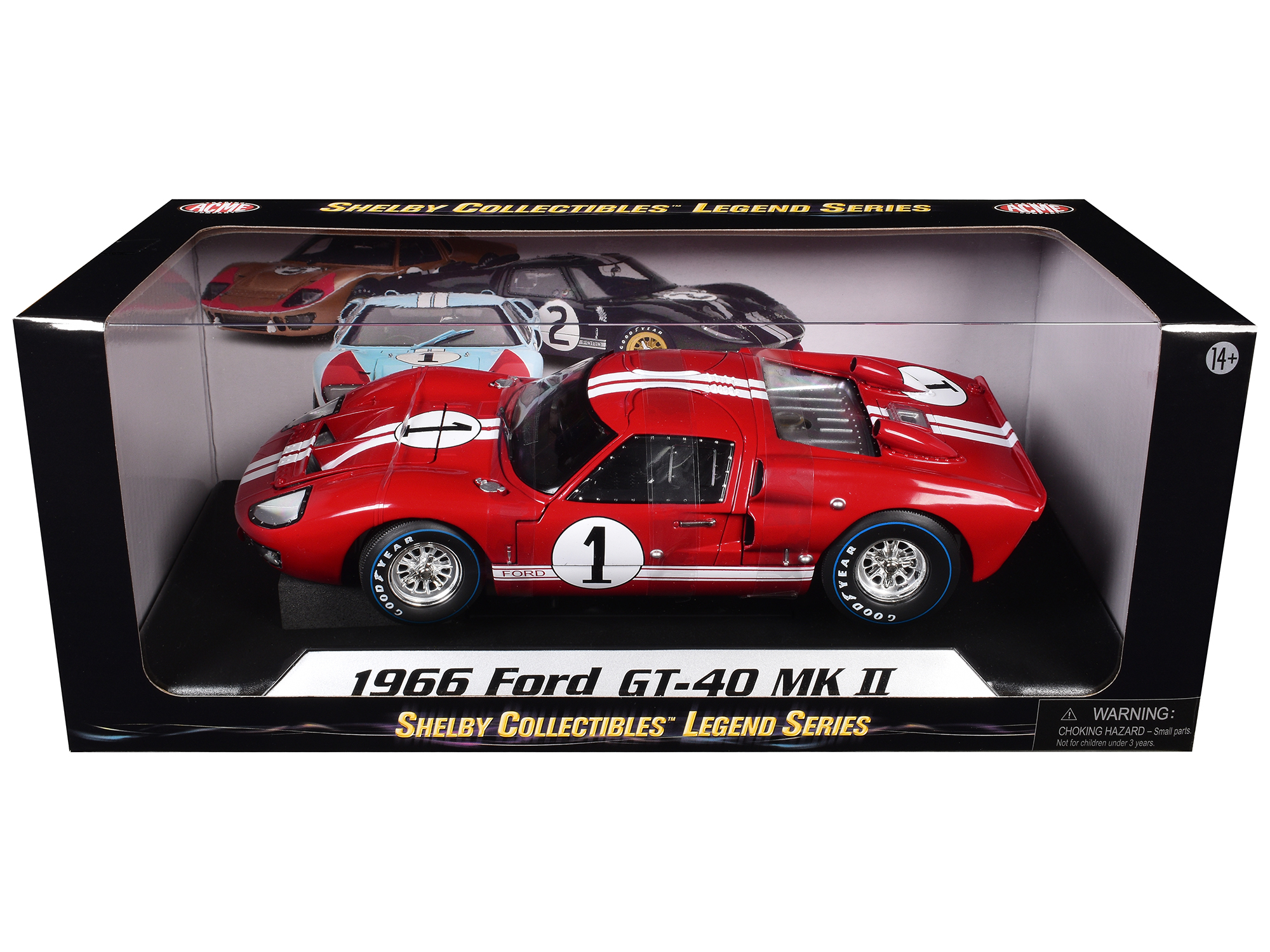 1966 Ford GT-40 MK 2 Red #1 1/18 Diecast Model Car by Shelby Collectibles - Image 3
