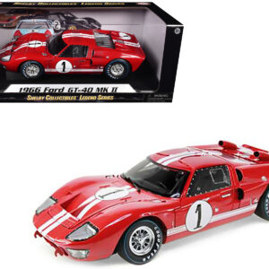 1966 Ford GT-40 MK 2 Red #1 1/18 Diecast Model Car by Shelby Collectibles