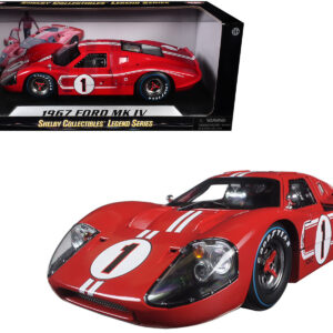 Ford GT MK IV #1 Red with White Stripes 24H of Le Mans (1967) 1/18 Diecast Model Car by Shelby Collectibles