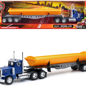Peterbilt 379 Truck with Side Dump Blue and Yellow "Long Haul Truckers" Series 1/32 Diecast Model by New Ray