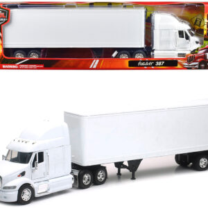 Peterbilt 387 Truck with Dry Goods Trailer White "Long Haul Truckers" Series 1/32 Diecast Model by New Ray