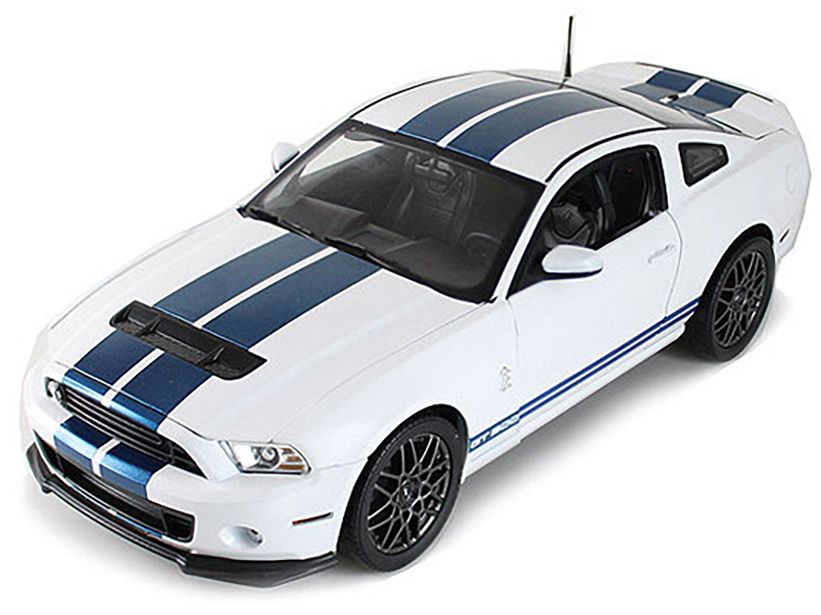 2013 Ford Shelby Cobra GT500 SVT White with Blue Stripes 1/18 Diecast Car Model by Shelby Collectibles - Image 2