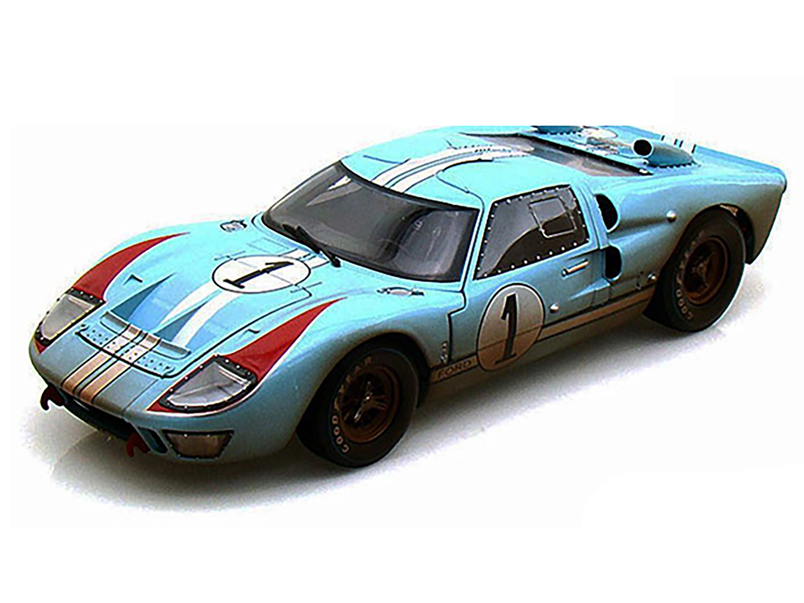 1966 Ford GT-40 MK II #1 Light Blue Miles - Hulme Le Mans (Dirty Version) 1/18 Diecast Model Car by Shelby Collectibles - Image 3