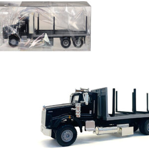 Kenworth T800 Stake Bed Truck Black 1/87 (HO) Plastic Model Car by Promotex