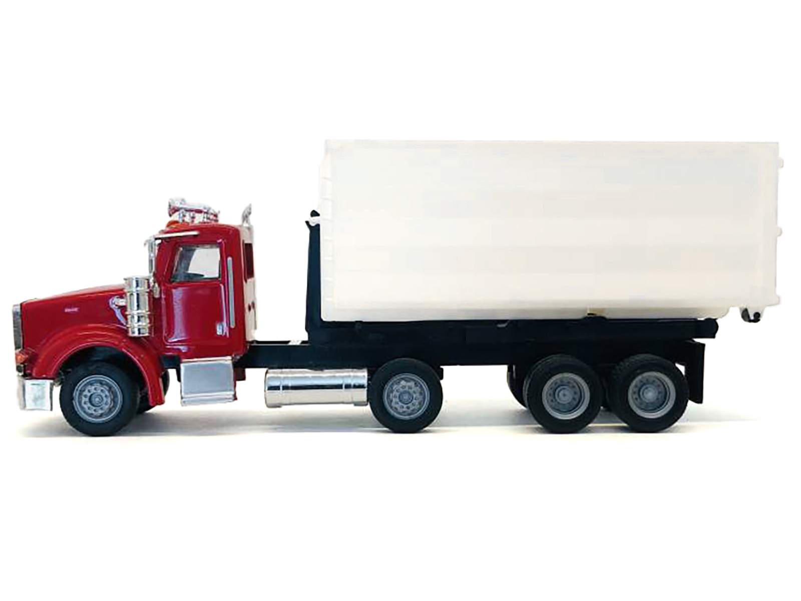 Peterbilt 367 Roll-Off Dump Truck Red with White Box 1/87 (HO) Plastic Model Car by Promotex - Image 2