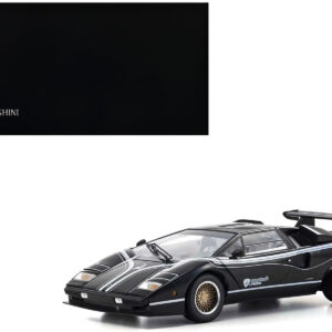Lamborghini Countach LP 500R Black with White Interior 1/18 Diecast Model Car by Kyosho
