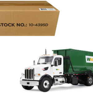 Peterbilt 567 Refuse Garbage Truck with 40 Yard Roll-Off Container "Waste Management" White and Green 1/34 Diecast Model by First Gear