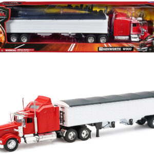 Kenworth W900 Grain Truck Red and White "Long Haul Truckers" Series 1/32 Diecast Model by New Ray