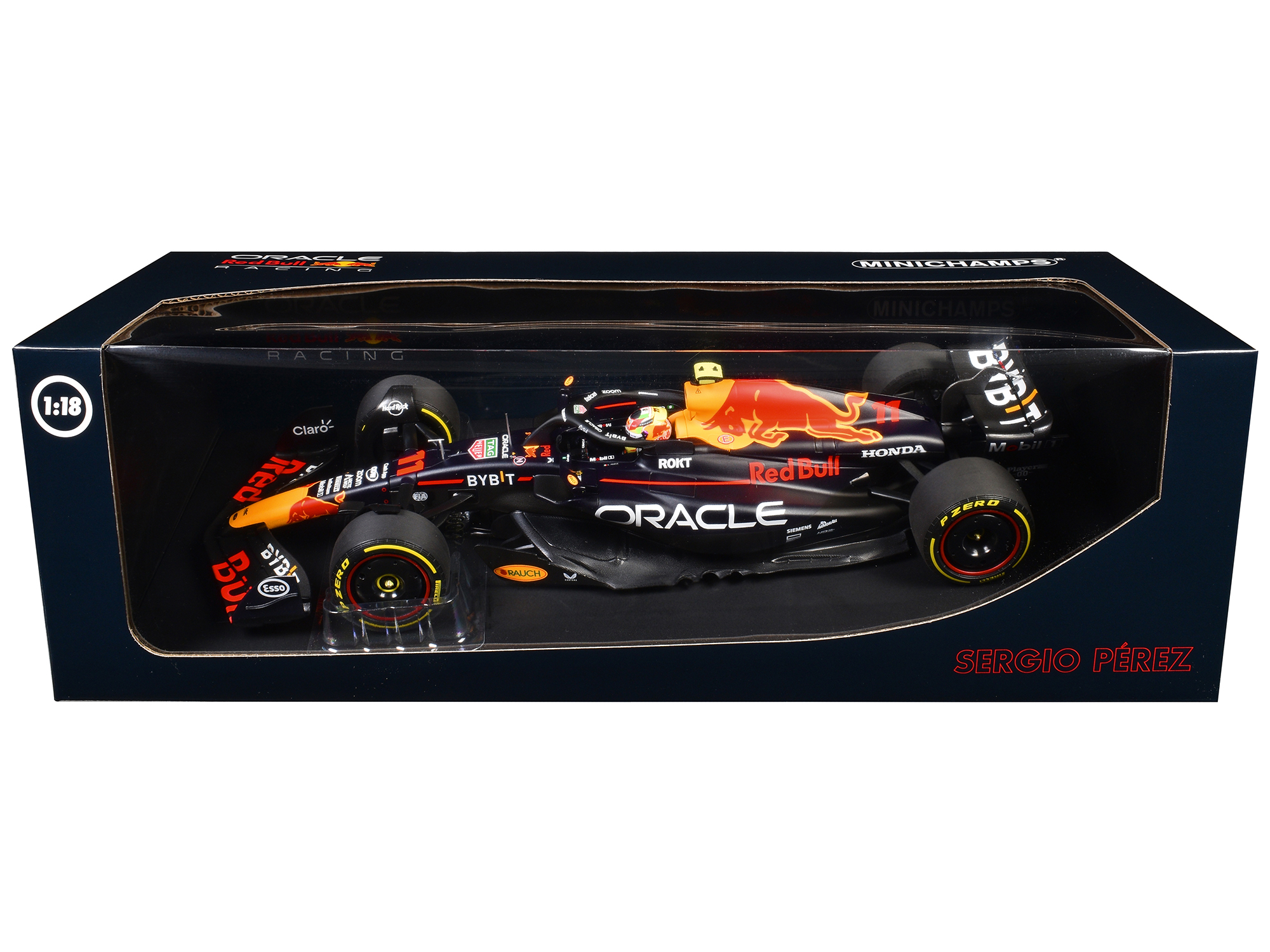 Red Bull Racing RB19 #11 Sergio Perez "Oracle" 2nd Place F1 Formula One "Italian GP" (2023) with Driver Limited Edition to 108 pieces Worldwide 1/18 Diecast Model Car by Minichamps - Image 3