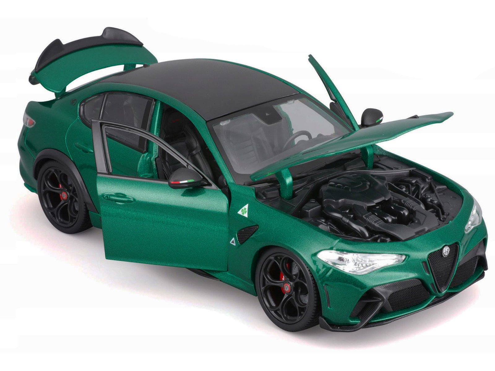 Alfa Romeo Giulia GTA Green Metallic with Carbon Top 1/18 Diecast Model Car by Bburago - Image 2