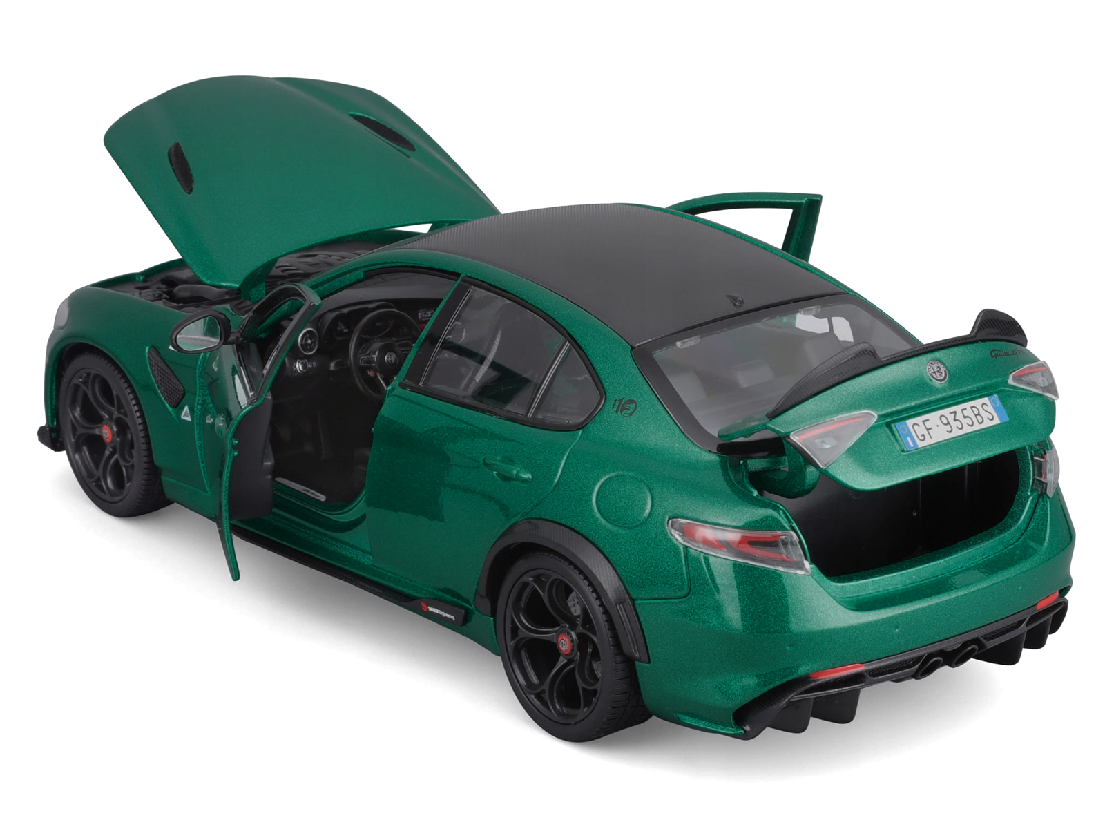 Alfa Romeo Giulia GTA Green Metallic with Carbon Top 1/18 Diecast Model Car by Bburago - Image 4