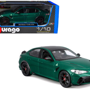 Alfa Romeo Giulia GTA Green Metallic with Carbon Top 1/18 Diecast Model Car by Bburago
