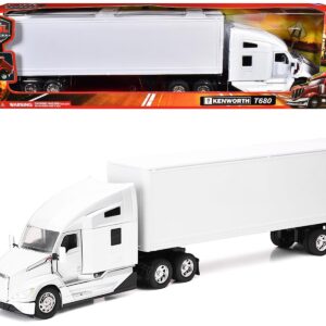 Kenworth T680 Truck White with Dry Van Trailer White "Long Haul Trucker" Series 1/32 Diecast Model by New Ray