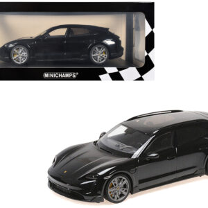 2021 Porsche Taycan CUV Turbo S Black Limited Edition to 480 pieces Worldwide 1/18 Diecast Model Car by Minichamps