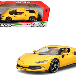 Ferrari 296 GTB Yellow "Race + Play" Series 1/18 Diecast Model Car by Bburago