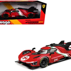 Ferrari 499P Modificata #24 Red with Italian Flag Stripes "Racing" Series 1/18 Diecast Model Car by Bburago