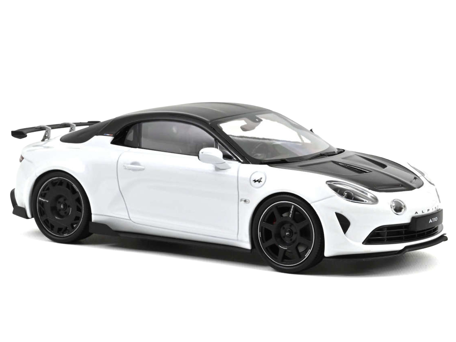 2024 Alpine A110 R Pearl White Metallic with Carbon Hood and Top 1/18 Diecast Model Car by Norev - Image 2