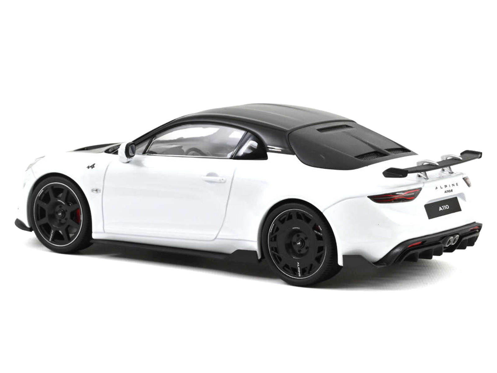 2024 Alpine A110 R Pearl White Metallic with Carbon Hood and Top 1/18 Diecast Model Car by Norev - Image 3