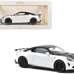 2024 Alpine A110 R Pearl White Metallic with Carbon Hood and Top 1/18 Diecast Model Car by Norev