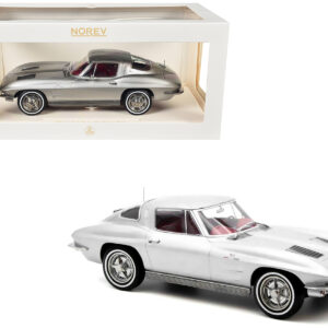1963 Chevrolet Corvette Sting Ray Sebring Silver Metallic with Red Interior 1/18 Diecast Model Car by Norev