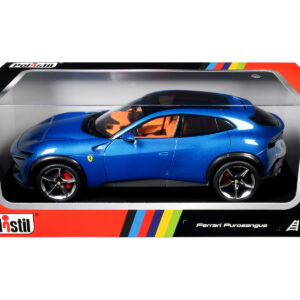 2022 Ferrari Purosangue Blu Corsa Blue Metallic with Black Top and Orange Interior 1/18 Diecast Model Car by Polistil