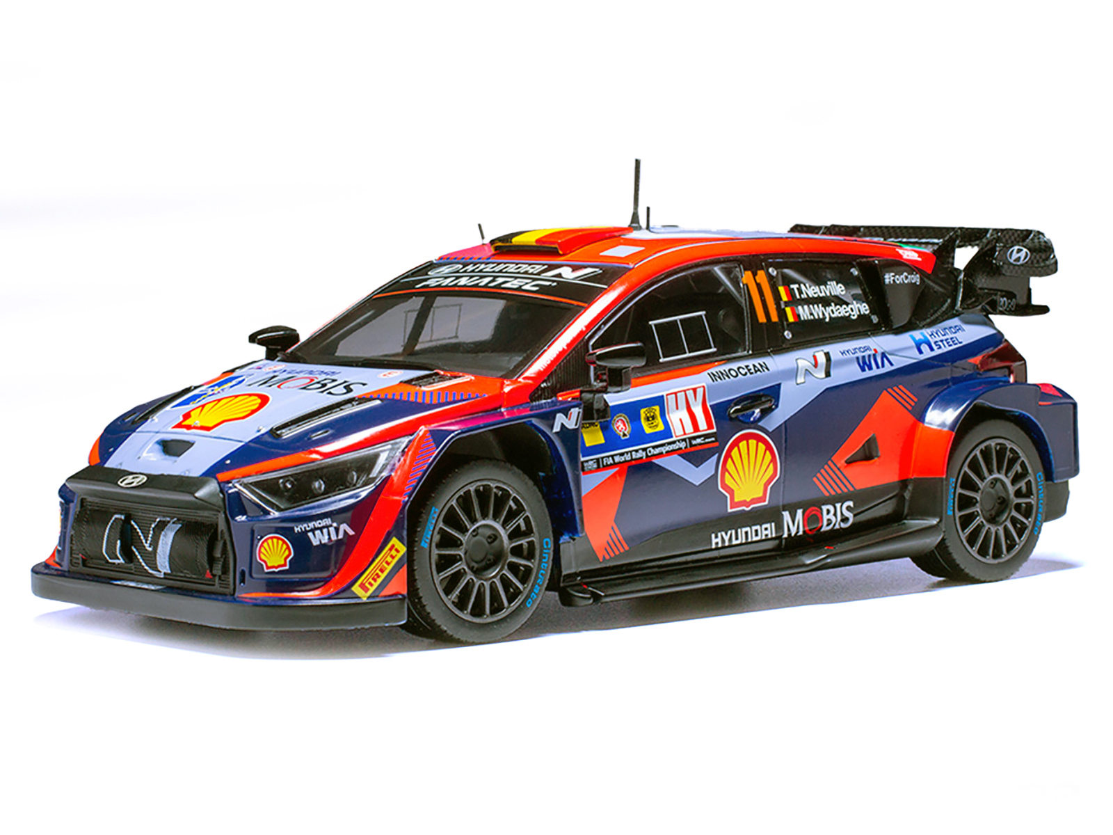 Hyundai i20 N Rally1 #11 Thierry Neuville - Martijn Wydaeghe Winner "Central European Rally" (2023) 1/18 Diecast Model Car by IXO Models - Image 2