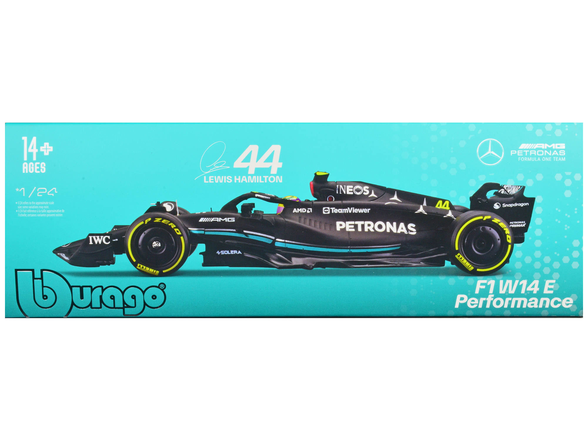 Mercedes-AMG F1 W14 E Performance #44 Lewis Hamilton "Petronas" Formula One F1 "World Championship" (2023) 1/24 Diecast Model Car by Bburago - Image 3