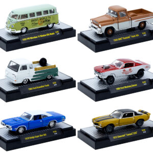 "Auto-Thentics" 6 piece Set Release 105 IN DISPLAY CASES Limited Edition 1/64 Diecast Model Cars by M2 Machines