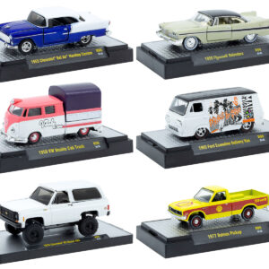 "Auto-Thentics" 6 piece Set Release 99 IN DISPLAY CASES Limited Edition 1/64 Diecast Model Cars by M2 Machines