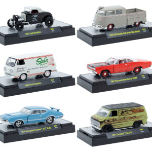 "Auto Meets" Set of 6 Cars IN DISPLAY CASES Release 91 Limited Edition 1/64 Diecast Model Cars by M2 Machines