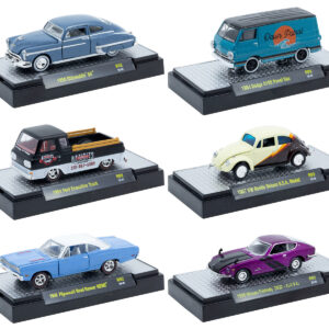 "Auto Meets" Set of 6 Cars IN DISPLAY CASES Release 92 Limited Edition 1/64 Diecast Model Cars by M2 Machines
