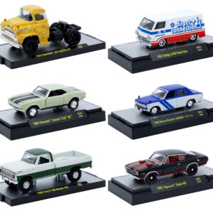 "Auto Meets" Set of 6 Cars IN DISPLAY CASES Release 93 Limited Edition 1/64 Diecast Model Cars by M2 Machines