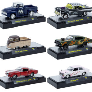 "Auto Meets" Set of 6 Cars IN DISPLAY CASES Release 94 Limited Edition 1/64 Diecast Model Cars by M2 Machines