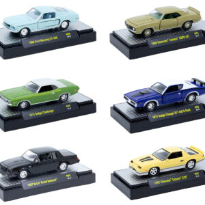 "Auto Meets" Set of 6 Cars IN DISPLAY CASES Release 95 Limited Edition 1/64 Diecast Model Cars by M2 Machines