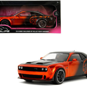 Dodge Challenger SRT Hellcat Orange Metallic and Black "Pink Slips" Series 1/18 Diecast Model Car by Jada