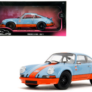 Porsche 911 RSR "Gulf Oil" Light Blue with Orange Stripes "Pink Slips" Series 1/18 Diecast Model Car by Jada