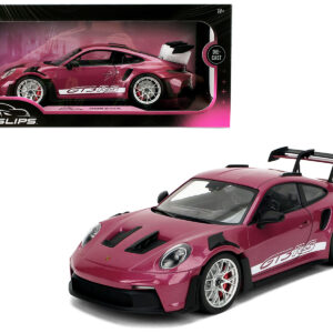 Porsche 911 GT3 RS Red Violet Metallic with White Stripes "Pink Slips" Series 1/18 Diecast Model Car by Jada