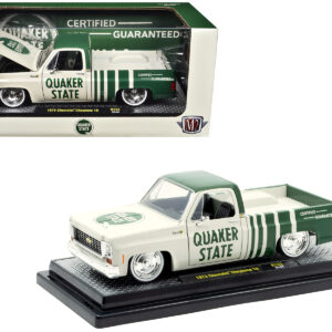 1973 Chevrolet Cheyenne 10 Pickup Truck "Quaker State" Beige and Green Limited Edition to 9600 pieces Worldwide 1/24 Diecast Model Car by M2 Machines