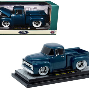 1956 Ford F-100 Pickup Truck Blue Metallic Limited Edition to 6650 pieces Worldwide 1/24 Diecast Model Car by M2 Machines