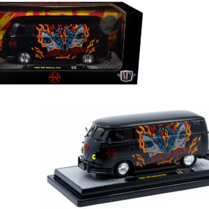 1960 Volkswagen Delivery Van "Maui & Sons" Black with Graphics Limited Edition to 4050 pieces Worldwide 1/24 Diecast Model Car by M2 Machines